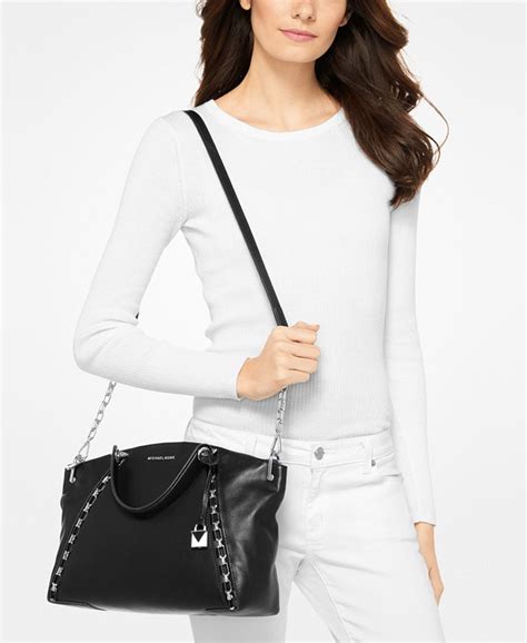 michael kors sadie large top-zip patent leather satchel black silver|MICHAEL KORS SADIE BLACK PATENT LEATHER LARGE .